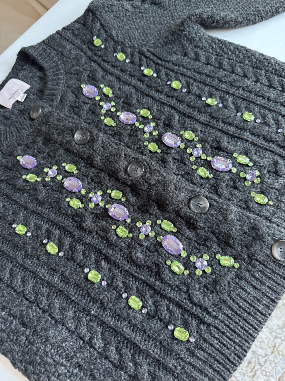 Cinq à Sept Embellished Cable Knit Cropped Cardigan Size S - Picture 13 of 15